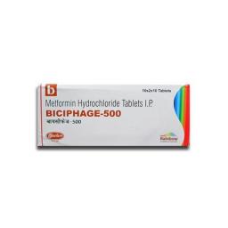 Buy Biciphage SR 500 mg  - Metformin - Skymap Pharmaceuticals Pvt. Ltd.